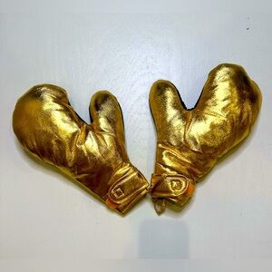 Costume gold boxing gloves, super light, secret pockets in each